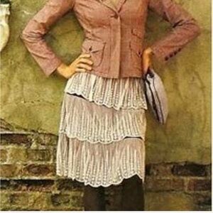 Odille for Anthropologie Purple Velvet and White Lace Skirt 4